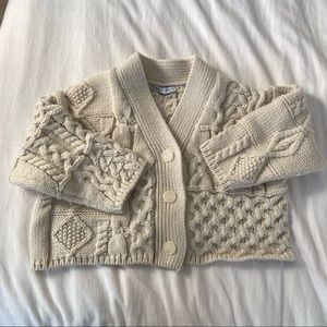 ZARA Viral Cropped Chunky Cable Knit Cardigan